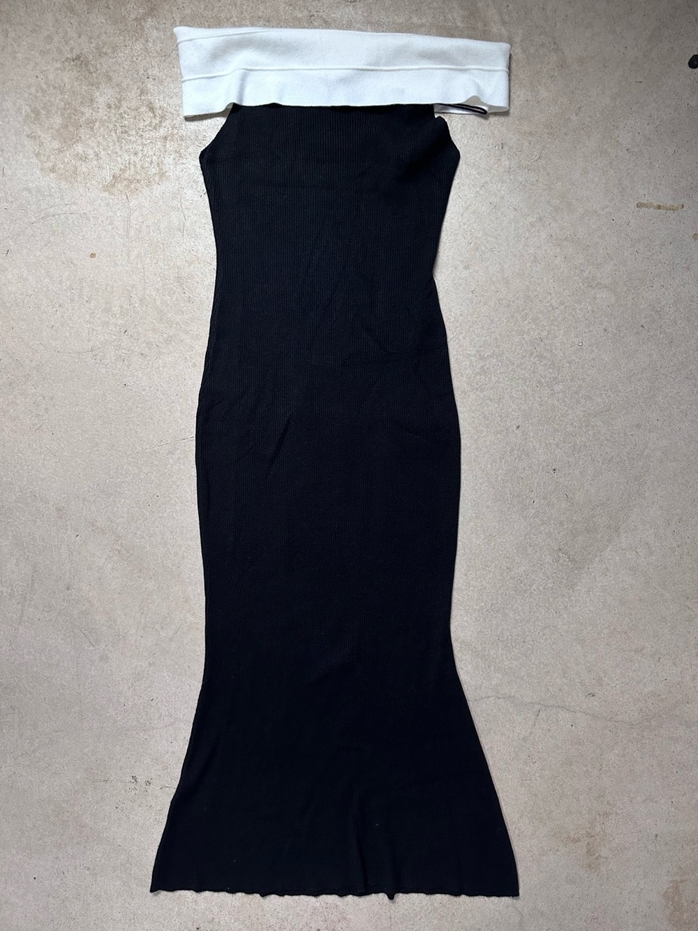 ZESICA NWT Color Block Sweater Maxi Dress Black White Off Shoulder Ribbed M - Picture 12 of 12